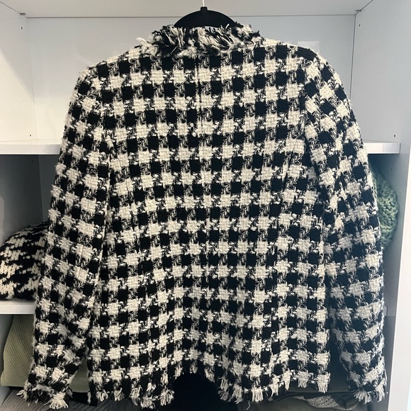 Zara Houndstooth, Tweed Blazer with Fringe Detail - Picture 5 of 5